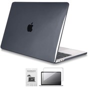 Resim 13" Macbook Pro Uyumlu A2338 M1 Kristal Siyah Kılıf Koruyucu + Ekr 