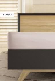 Resim Pudra Pembe Tek Kişilik Pamuk Fitted / Lastikli Çarşaf 