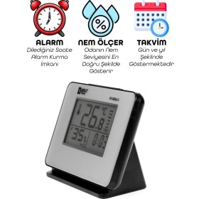 Resim 5 Fonksiyonlu Dijital Bebek Nem Ölçer Saat Takvim Alarm Termometre Masa Saati Alarmlı 1601 