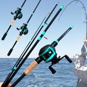 Resim Taşınabilir Balıkçılık Ekipmanı Seti, 5 Bölümlü Karbon Fiber Balıkçılık Çubuğu, 6.88 Fit Lure Çubuğu ile 7.2:1 Hız Oranı Su Küreği Atış Balıkçılık Çubuğu, Yüksek Duyarlılık Çubuğu Ucu, Tuzlu ve Tatlı Su Balıkçılığı için Uygun 