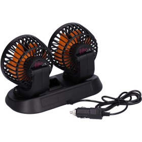 Resim Dijipazar Çift Başlı 360 ° Dönebilen Araç Fanı Oto Fan Soğutucu Vantilatör Çakmaklık Soketli 