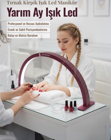 Resim EN SİGA Taşlı Profesyonel Yarım Ay Ring Light Stand Led Işık Tırnak Kirpik Işık Led Manikür Işık Led 