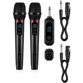 Resim Jrl Wn-09 Siyah Profesyonel 2'si 1 Kablolu & Kablosuz Mikrofon Seti - Uhf Çiftli Şarjlı Telsiz Mikro 