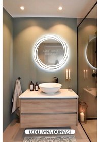 Resim 70 Cm Led Li Beyaz Banyo Aynası Yuvarlak Duvar Aynası Modern Dekoratif Ayna Diğer 