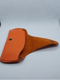 Resim sorte store Hakiki Deri El Yapımı Turuncu Kahverengi Dikişli Gözlük Kılıfı 