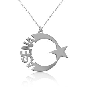 Resim MidyatMelekSilver Isimli Ay Yıldız Gümüş Kolye 