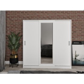 Resim Kznhome 3 Kapılı Sürgülü Aynalı Gardrop Elbise Dolabı - Tamamı 1. 