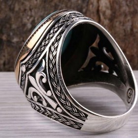Resim Turquoise Stone Best 925 Sterling Silver Mens Ring - US: 8.75 / 59 mm / Turk: 19 