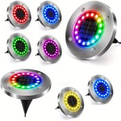 Resim 4 adet/8 adet Güneş Enerjili Zemin Lambaları, Güneş Bahçe Lambaları, 16 LED RGB Açık Hava Lambaları, Geliştirilmiş Açık Hava Bahçe Parlak Alt Lambaları, Yolu, Avlu, Veranda, Çim, Teras, Yürüyüş Yolu Peyzaj Lambaları 