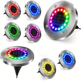 Resim 4 adet/8 adet Güneş Enerjili Zemin Lambaları, Güneş Bahçe Lambaları, 16 LED RGB Açık Hava Lambaları, Geliştirilmiş Açık Hava Bahçe Parlak Alt Lambaları, Yolu, Avlu, Veranda, Çim, Teras, Yürüyüş Yolu Peyzaj Lambaları 