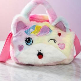 Resim Mollycrush Kız Çocuk Renkli Peluş Çanta Unicorn Tasarımlı Ayarlanabilir Askılı Omuz Ve El Çantası 