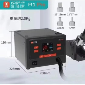Resim Kızılelma Teknik Ycs R1 Pro 1000W Akıllı Lehimleme Istasyonu Sıcak Hava Tabancası, 4 Nozullu 