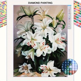 Resim 1 Adet DIY Çiçek Desenli Elmas Boyama Seti, Mozaik Dekoratif Duvar Sanatı, Cadılar Bayramı Süslemesi, 30cm x 40cm Çerçevesiz 5D Elmas Boyama Kiti Yetişkinler ve Çocuklar İçin Başlangıç Seviyesi, Tam Taşlı Yuvarlak Rhinestone At Resmi Ev Dekoru Hediye, Kristal Rhinestone Noktalama Sanat Seti 