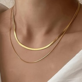 Resim 2 ADET Seksi ve Tatil Stili Kadın Çift Katmanlı Alaşımlı Boyunluklar - Mozaik Yok, Günlük ve Tatil Giyiminde Çok Yönlü, Tüm Mevsimlere Uygun 