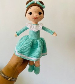 Resim Şirin Bebek El Emeği Örgü Amigurumi Oyuncak Açık Yeşil 