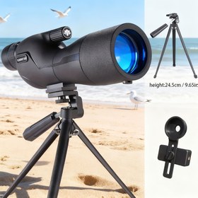 Resim Tripod ve Telefon Adaptörü ile Yüksek Güçlü Spot Teleskobu - 10x Büyütme, Manuel Odaklama, Hedef Atışları, Kuş Gözlemi, Kamp, Konserler, Açık Hava Etkinlikleri için Ergonomik Tasarım, İdeal Doğum Günü veya Noel Hediyesi, Kamp Malzemeleri 