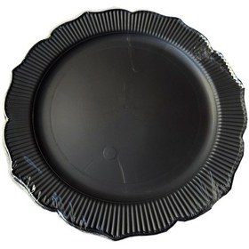 Resim Davet Doğum Günü Parti Sert Plastik Yuvarlak Mika Tabak - 18 Cm. - Siyah - 6'lı 10 Paket Siyah 