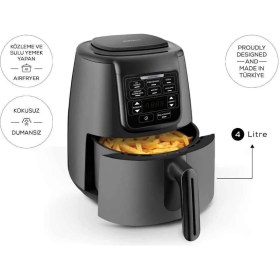 Resim 3'ü 1 Arada Büyük Ev Yemeği, Közleme, Tencere, Fritöz, Space Gray, 4 Kişilik 