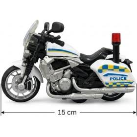 Resim Farbu Oyuncak Çek Bırak 1:12 Ölçekli Sesli ve Işıklı Polis Motosikleti - 15 cm Oyuncak Motor 