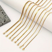 Resim 8 Parça Şık Paslanmaz Çelik Kolye Seti, Basit Altın Renkli Erkek ve Kadın Hip-Hop Takı Aksesuarları 