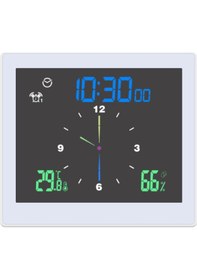 Resim Jeehugo Beyaz Ip65 Su Geçirmez Evcil Dijital Renkli Ekran Sicaklık Nem Ölçer Duvar/sandık Saati Alarm Geri Sayım Fonksiyonu 