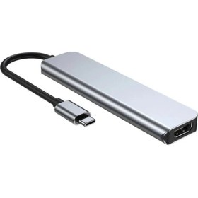 Resim Daytona Ch-13/c Macbook Uyumlu 6ın1 Type-C To 2* USB 3.0 Sd Tf 4K Hd 1080P HDMI Pd Kart Okuyucu Çevirici Adaptör 