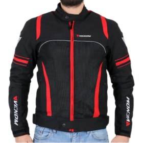 Resim Venom Motosiklet Spin Yazlık Mont Siyah-Kırmızı Motorcu Montu 