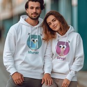 Resim Mutlu Baykuşlar Kapşonlu Sevgili Sweatshirt 