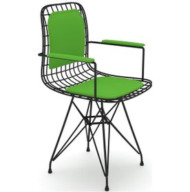 Resim Knsz kafes tel sandalyesi 1 li mazlum syhyşl kolçaklı sırt minderli ofis cafe bahçe mutfak 