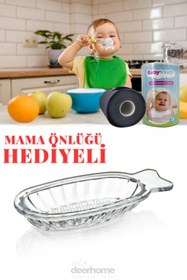 Resim FeyzaDesign Pratik Cam Rende Bebek Ek Gıda Meyve Püresi ve 20 Tek Kullanımlık Mama Önlüğü 