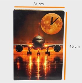 Resim Isıklı Duvar Saatı Ucaklı Siyah 