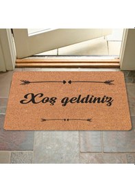 Resim Azerbaycan'a Özel Hoş Geldiniz Xoş G Ldiniz Yazılı Dijital Baskılı Kapı Önü Paspas Siyah 