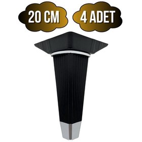 Resim İrem Siyah Krom 20cm Plastik Ayak Mobilya Masa Ve Dolap Ayağı 20cm Siyah - Krom 4 Adet Siyah 