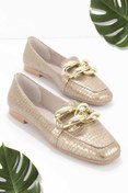 Resim Bambi Altin Kroko Kadin Loafer Ayakkabi K01641166311 Bambi