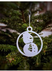 Resim Kardan Adam Formlu Dekoratif Tabak Yılbaşı Ağacı Süs 8cm 