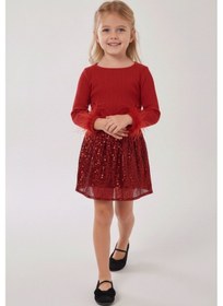 Resim My Kids Wear Kız Çocuk Bayramlık Payet Etekli Takım 12536 Bej - Ekru 