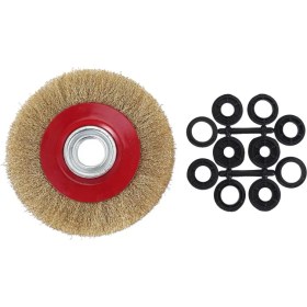 Resim Galaxxy Tezgah Taşlama Makinesi Cilası Için 10 Adet Adaptör Halkalı 1 Adet 8 Inç 200MM Çelik Düz Tel Fırça (Yurt Dışından) 