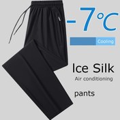 Resim Geniş beden buz pantolon Erkek yazlık spor pantolon gevşek ince serinlik yapmayan sportif pantolon, PLUS BEDEN 