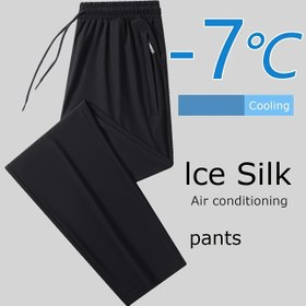 Resim Geniş beden buz pantolon Erkek yazlık spor pantolon gevşek ince serinlik yapmayan sportif pantolon, PLUS BEDEN 