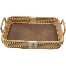 Resim Deri Tabanlı Tepsi (Dikdörtgen) | Krem 