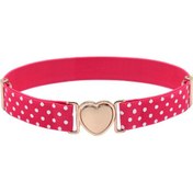 Resim Yifomall Çocuklar İçin Ayarlanabilir Kalp Desenli Pembe Noktalı Esnek Kemer 2.5cm Genişlik, 55cm Uzunluk HF-510 
