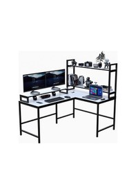 Resim 610-b L Masa ,raflı L Şekilli Ofis Masası Beyaz 