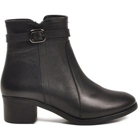 Resim Aspor Siyah Hakiki Deri Fermuarlı İçi Polarlı Kadın Topuklu Bot Çok Renkli 