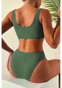 Resim Angelsin Özel Fitilli Kumaş Yüksek Bel Bikini Altı Yeşil 