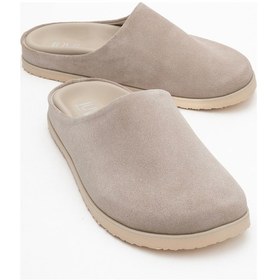 Resim Luvi Shoes Space Bej Süet Hakiki Deri Önü Kapalı Kadın Terlik Bej 