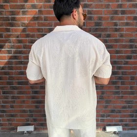 Resim Pano Baskılı Natural Keten Gömlek - Bej / S 