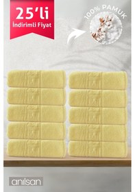 Resim 25'li Sarı Greek El Havlusu - 50x90 Cm, 225gr, %100 Pamuk, Spa Ve Otel Havlusu, Günlük Kullanıma Uygun Sarı 