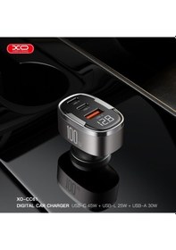 Resim 100w Pd Pps Hızlı Araç Şarj Aleti Type-c & Lightning & Usb-a 3 Portlu Voltaj Göstergeli Adaptör 