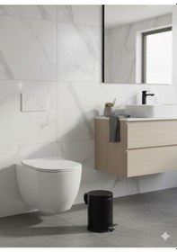 Resim Vinoks Eko Serisi 3 Litre Hacimli Paslanmaz Banyo-mutfak Pedallı Çöp Kovası Siyah Siyah 