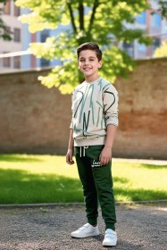 Resim Koçak Kids Çizgi Desenli Yeşil Renk Erkek Çocuk Eşofman Takım Yeşil 